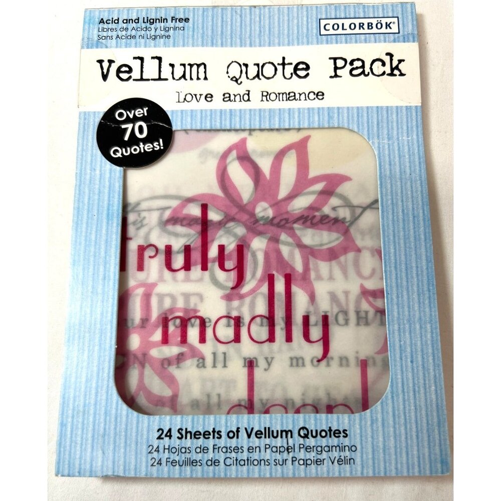 Colorbök Vellum Quote Pack Love & Romance 24 Sheets Acid & Lignin Free